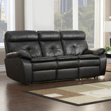 Homelegance Wallace 2 Piece Leather Reclining Living Room Set in Black