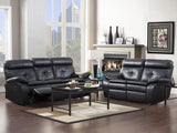 Homelegance Wallace Leather Double Reclining Loveseat in Black