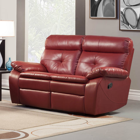 Homelegance Wallace Leather Double Reclining Loveseat in Red