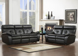 Homelegance Wallace Leather Double Reclining Sofa in Black