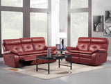 Homelegance Wallace Leather Double Reclining Sofa in Red