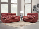 Homelegance Wallace Leather Double Reclining Sofa in Red