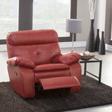 Homelegance Wallace Leather Glider Reclining Chair in Red