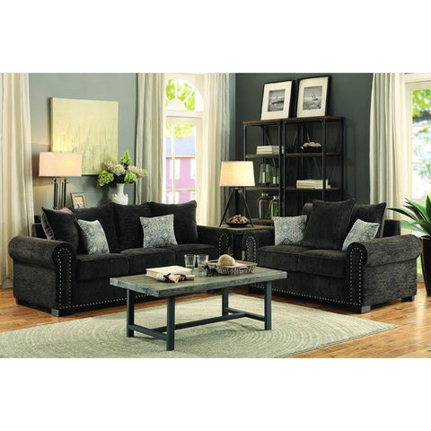 Homelegance Wandal 2 Piece Living Room Set in Chocolate Chenille