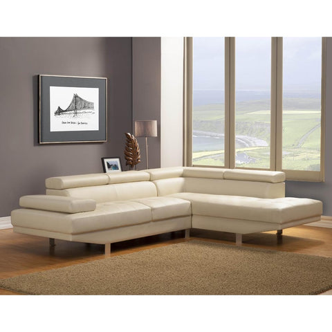 Homelegance Warren Leather Sectional Reclining Sofa in Ivory