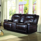 Homelegance Wasola 2 Piece Reclining Living Room Set in Dark Brown Leather