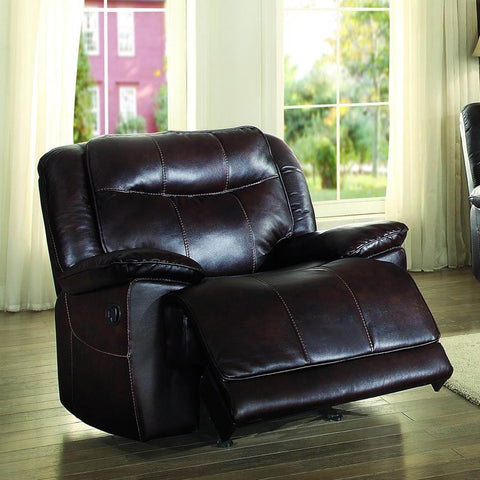 Homelegance Wasola Glider Reclining Chair in Dark Brown Leather