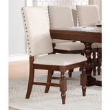 Homelegance Yates Side Chair, Linen In Neutral Fabric / Burnished Dark Oak