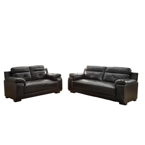 Homelegance Zane 2 Piece Living Room Set in Black Leather