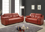 Homelegance Zane 2 Piece Living Room Set in Red Leather