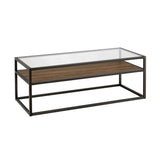 Hudson & Canal Addison Coffee Table in Blackened Bronze and Oak