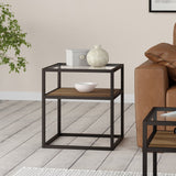 Hudson & Canal Addison Side Table in Blackened Bronze and Oak