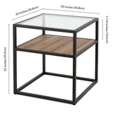 Hudson & Canal Addison Side Table in Blackened Bronze and Oak