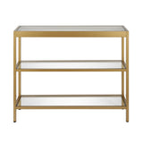 Hudson & Canal Alexis 3-Shelf Short Console Table in Brass Bronze