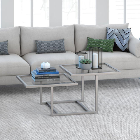 Hudson & Canal Amalie Two Tier Satin Nickel Coffee Table
