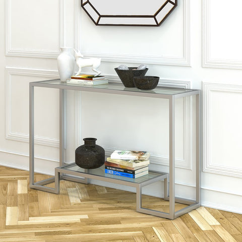 Hudson & Canal Athena Console Table in Satin Nickel