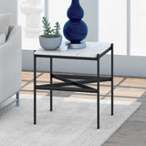 Hudson & Canal Braxton Geometric Side Table in Bronze and Faux Marble Top