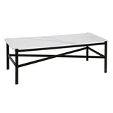Hudson & Canal Braxton Marble Coffee Table in Blackened Bronze