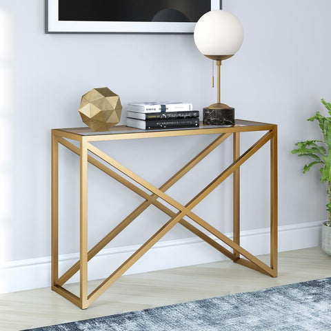 Hudson & Canal Calix Console Table in Brass