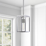 Hudson & Canal Cuadro Square Framed Pendant in Nickel