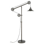 Hudson & Canal Descartes Aged Steel Wide Brim Floor Lamp with Pulley System