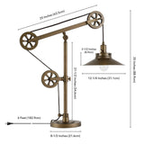 Hudson & Canal Descartes Brushed Brass Wide Brim Table Lamp with Pulley System