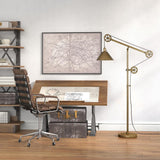 Hudson & Canal Descartes Floor Lamp in Antique Brass with Pulley System