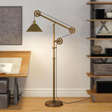 Hudson & Canal Descartes Floor Lamp in Antique Brass with Pulley System