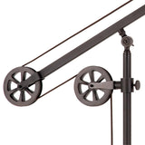Hudson & Canal Descartes Wide Brim Table Lamp in Blackened Bronze with Pulley System