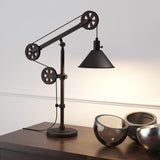 Hudson & Canal Descartes table lamp in blackened bronze with pulley system