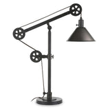 Hudson & Canal Descartes table lamp in blackened bronze with pulley system