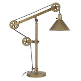 Hudson & Canal Descartes table lamp in brass with pulley system
