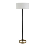 Hudson & Canal Estella Matte Black and Brass Floor Lamp with Linen Shade
