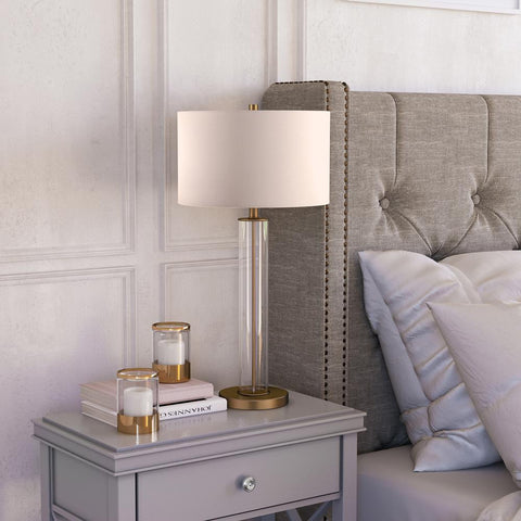Hudson & Canal Harlow Brass and Clear Glass Table Lamp