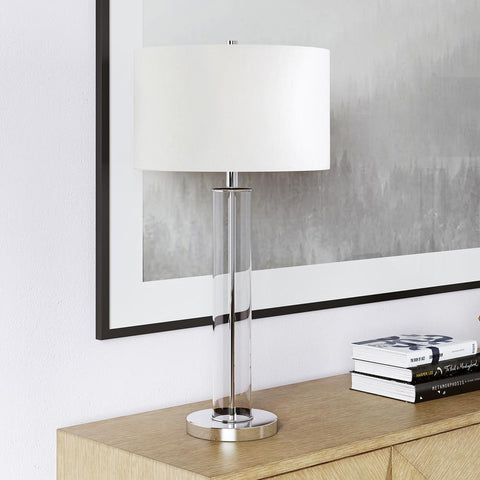 Hudson & Canal Harlow Polished Nickel and Clear Glass Table Lamp
