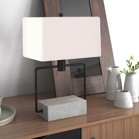 Hudson & Canal Holden table lamp in blackened bronze and concrete