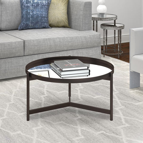 Hudson & Canal Kismet coffee table in blackened bronze with mirrored top