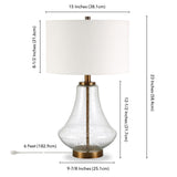 Hudson & Canal Lagos Table Lamp in Brushed Brass and Seeded Glass with Flax Shade