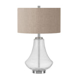 Hudson & Canal Lagos table lamp in Polished Nickel and Seeded Glass with Linen Shade