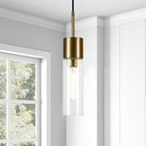 Hudson & Canal Lance Brass Finished Metal and Glass Pendant