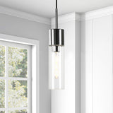 Hudson & Canal Lance Polished Nickel Metal and Glass Pendant