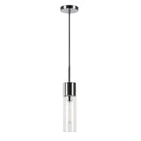 Hudson & Canal Lance Polished Nickel Metal and Glass Pendant