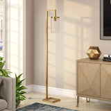 Hudson & Canal Malva Brass finished Floor Lamp with Clear Glass