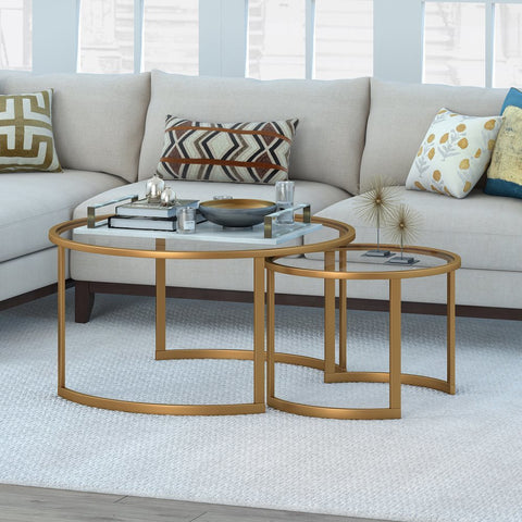 Hudson & Canal Mitera coffee table set in brass