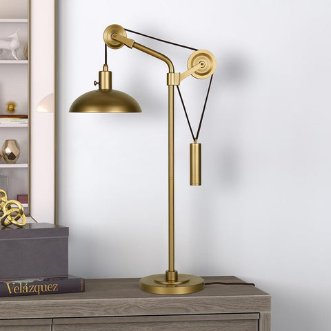 Hudson & Canal Neo Brass Pulley Table Lamp