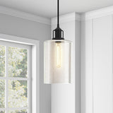 Hudson & Canal Nora pendant in seeded glass and blackened bronze