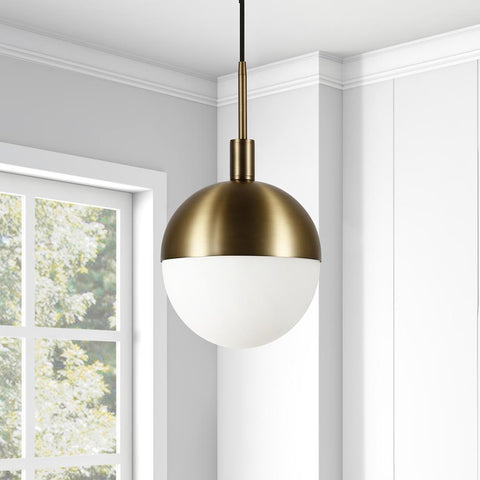 Hudson & Canal Orb Large Globe Brass and Frosted glass Pendant