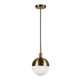Hudson & Canal Orb Small Globe Brass and Frosted glass Pendant
