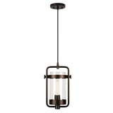 Hudson & Canal Orion Industrial Metal and Glass Pendant in Blackened Bronze