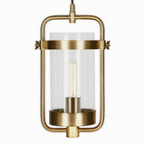Hudson & Canal Orion Industrial Metal and Glass Pendant in Brass